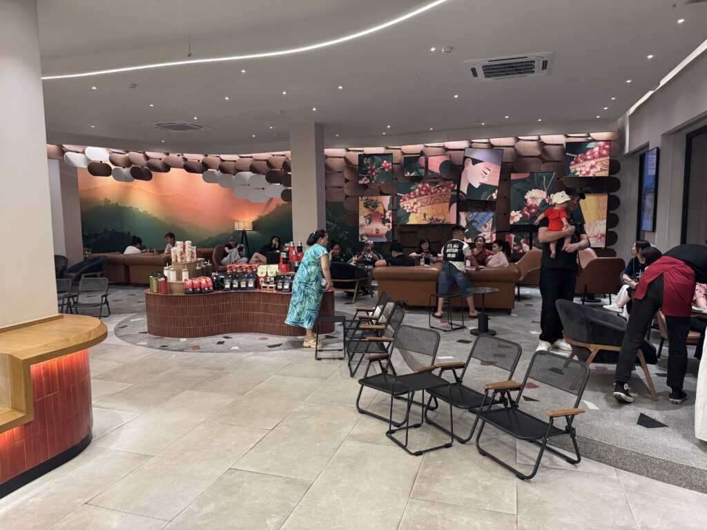 Interior view of Highlands Coffee with seating and counter area